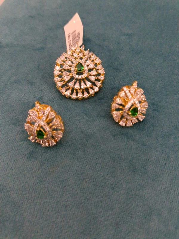 Diamond Copy Pendent Set  - Vz, green