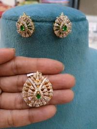 Diamond Copy Pendent Set  - Vz, green