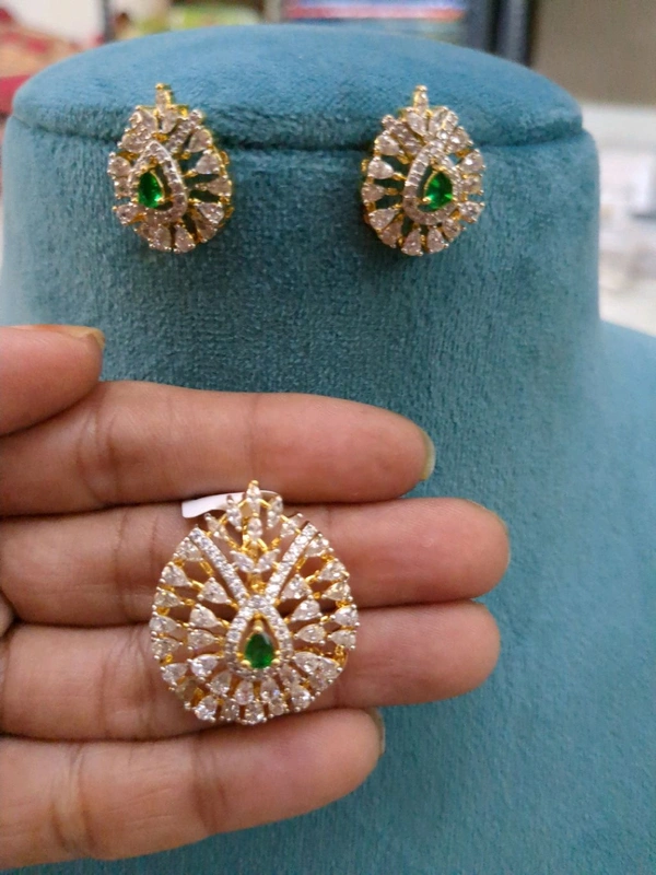 Diamond Copy Pendent Set  - Vz, green