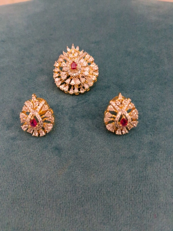 Diamond Copy Pendent Set  - Vz, Red