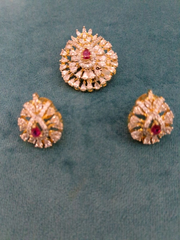 Diamond Copy Pendent Set  - Vz, Red