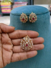 Diamond Copy Pendent Set  - Vz, Red