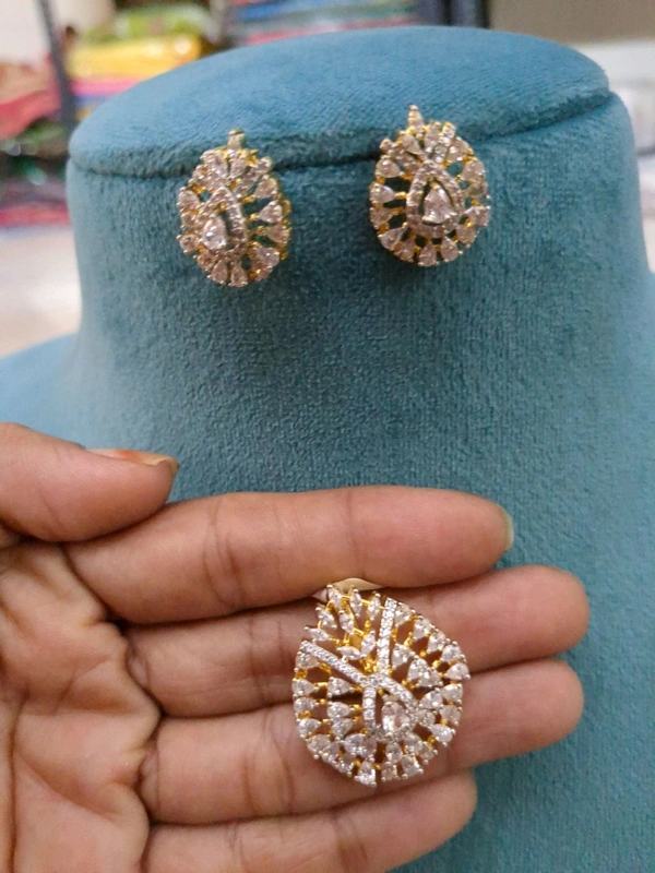 Diamond Copy Pendent Set  - Vz, White