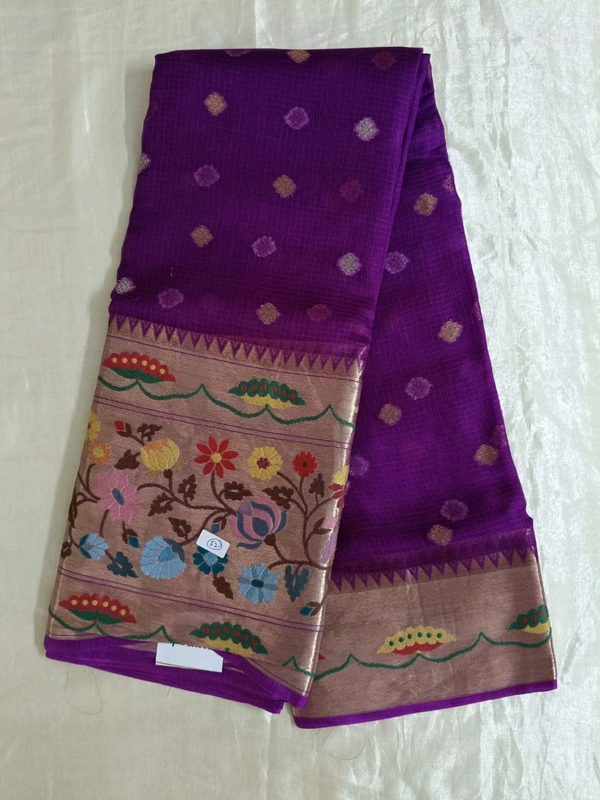 pure Handloom Silk Kota - Purple