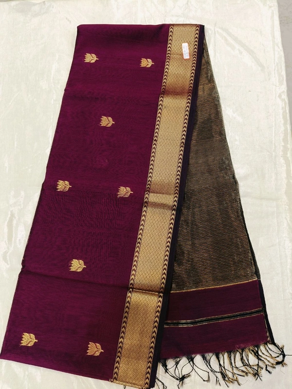 pure handloom maheswari - maroon