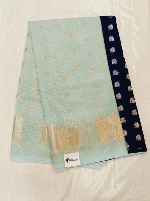 SILK KOTA SAREE - Navy Blue