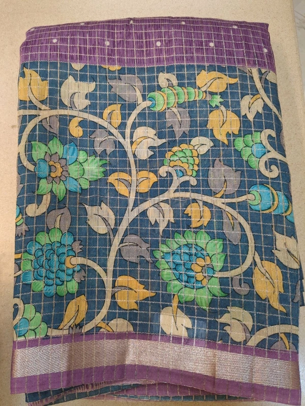 tusser checks - Pigment Indigo