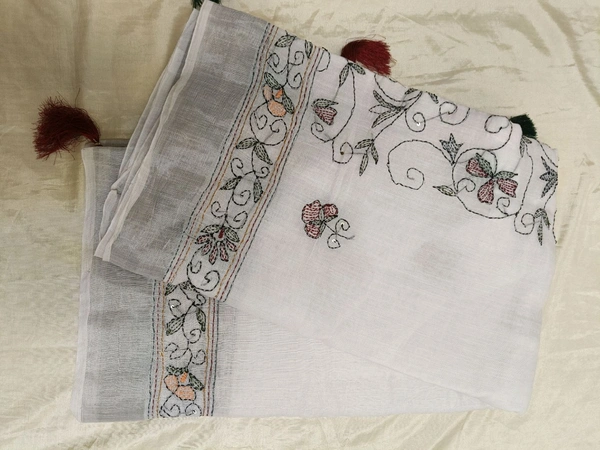WHITE LINEN HAND WORK
