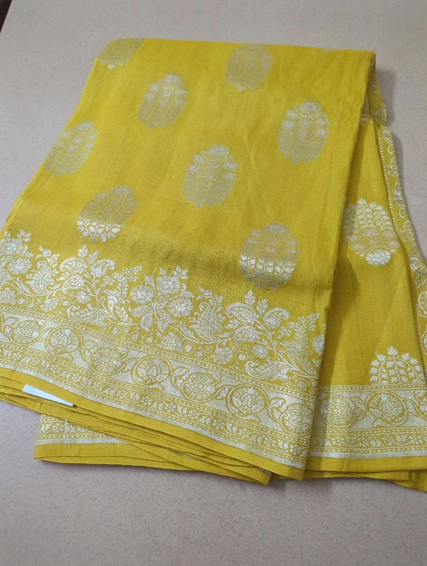 pure handloom tusser Georgette - Gold