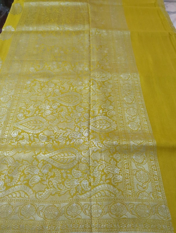 pure handloom tusser Georgette - Gold