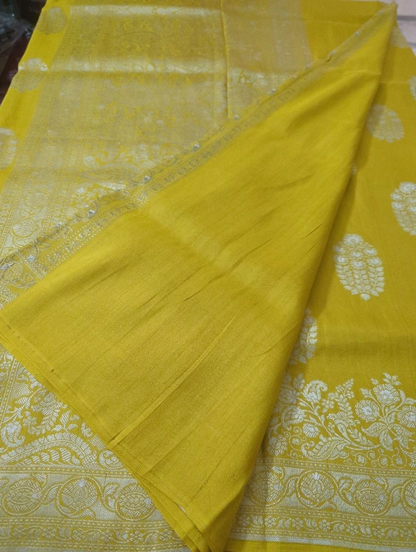 pure handloom tusser Georgette - Gold