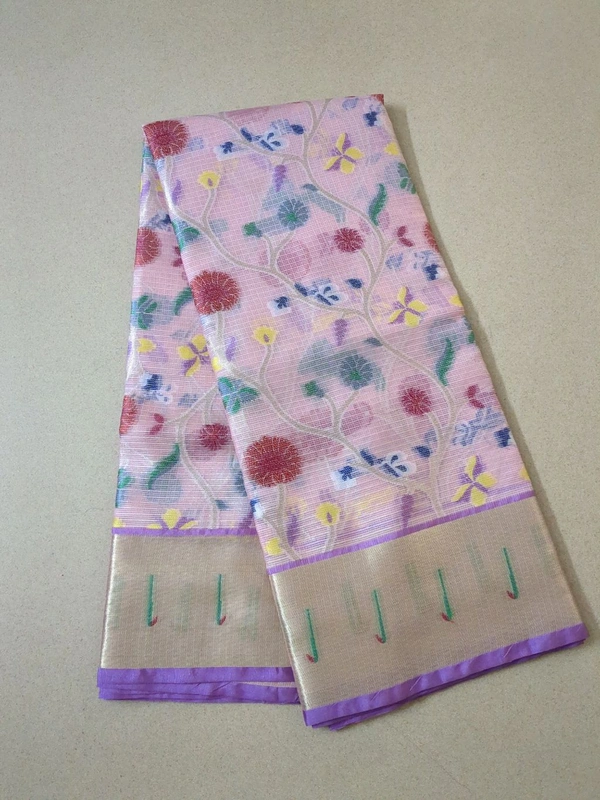pure silk kota pythani - pink