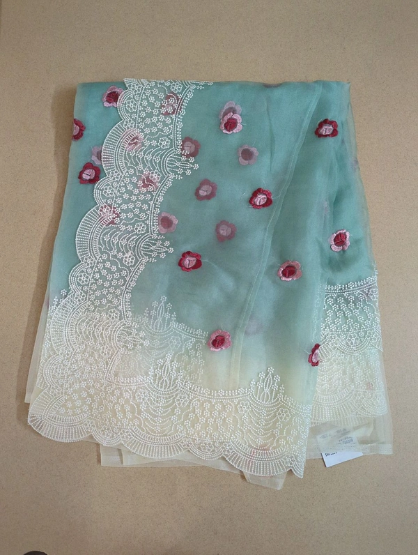 pure organza designer - aqua blue