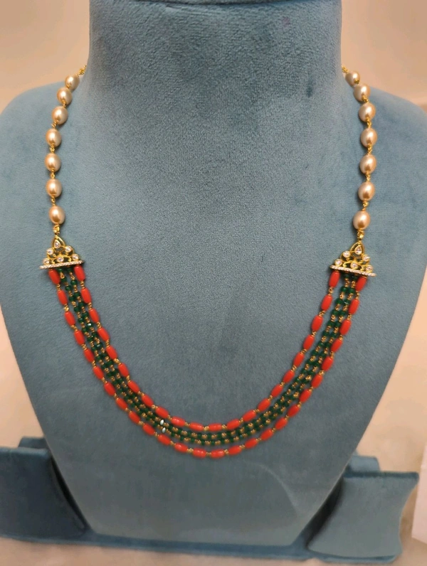 coral with greenbeads