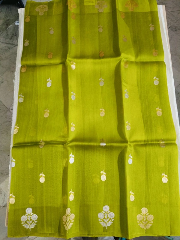 pure handloom kora - green