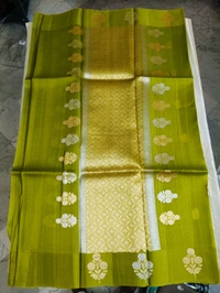 pure handloom kora - green