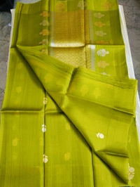 pure handloom kora - green