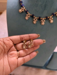NECK SET WITH EAR RING - Blue