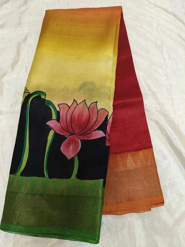 pure handloom tusser - Old Brick