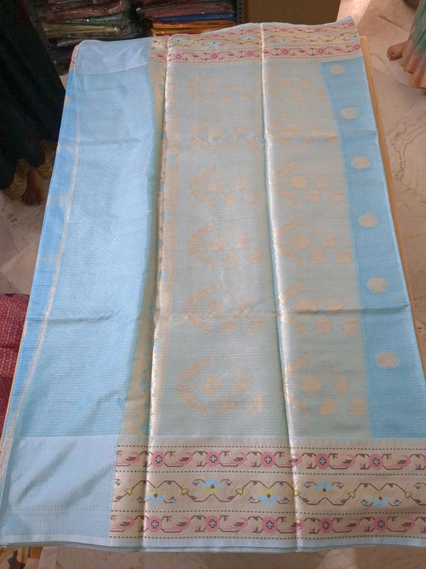 Silk kota pythani - sky blue