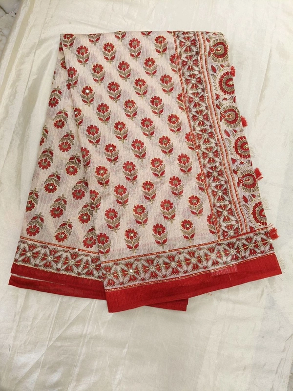 chanderi kantha - Red
