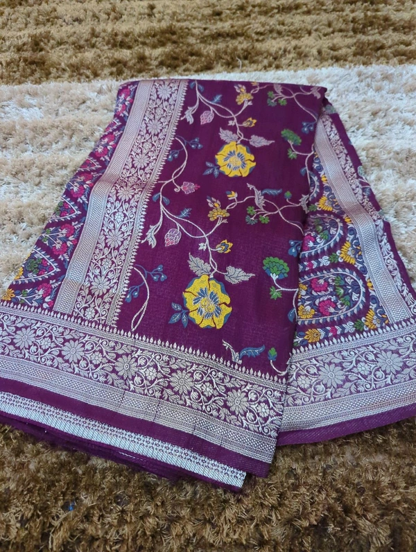 tusser georgette - Purple