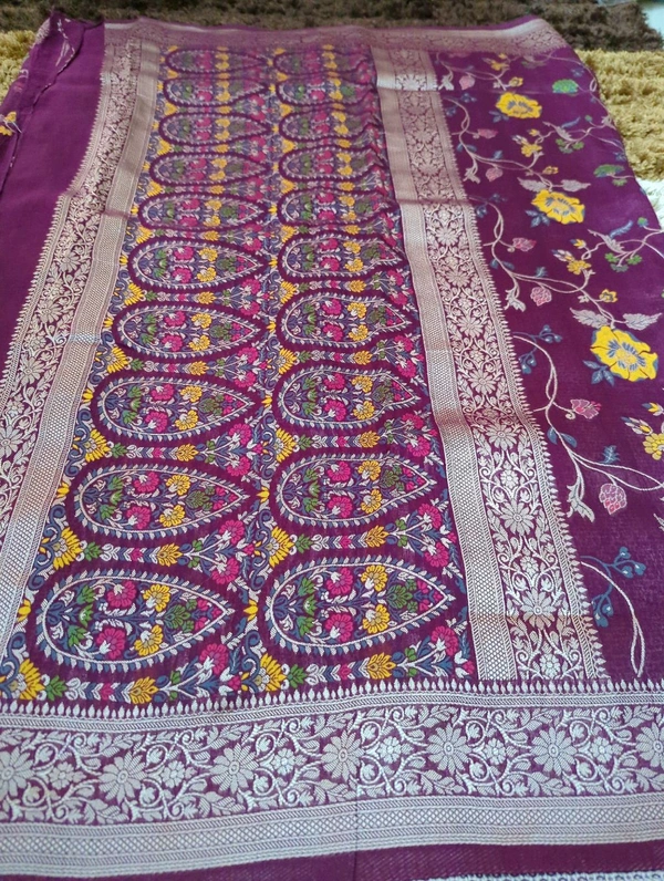 tusser georgette - Purple