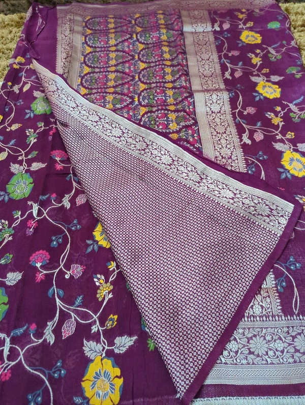 tusser georgette - Purple