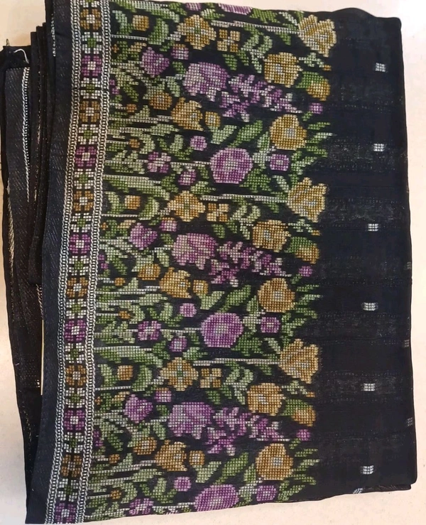 tusser georgette - Black