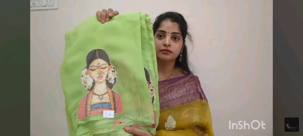 Soft Organza Saree With Face Work - Mint Green