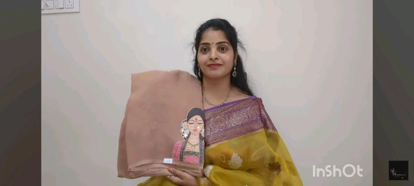 Soft Organza Saree With Face Work - Raw Sienna