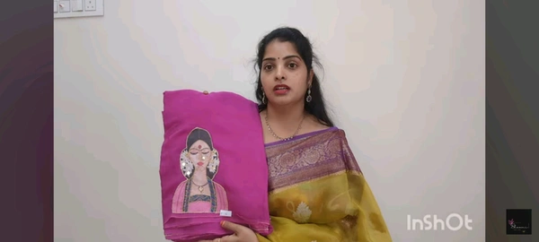 Soft Organza Saree With Face Work - Violet Eggplant