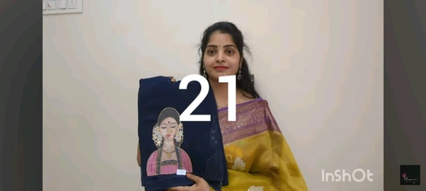 Soft Organza Saree With Face Work - Navy Blue