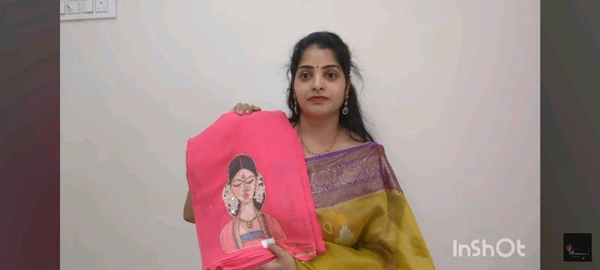 Soft Organza Saree With Face Work - Pink Flamingo