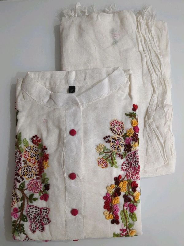 Lenin Kurthi Dupatta - White, 42 -XL