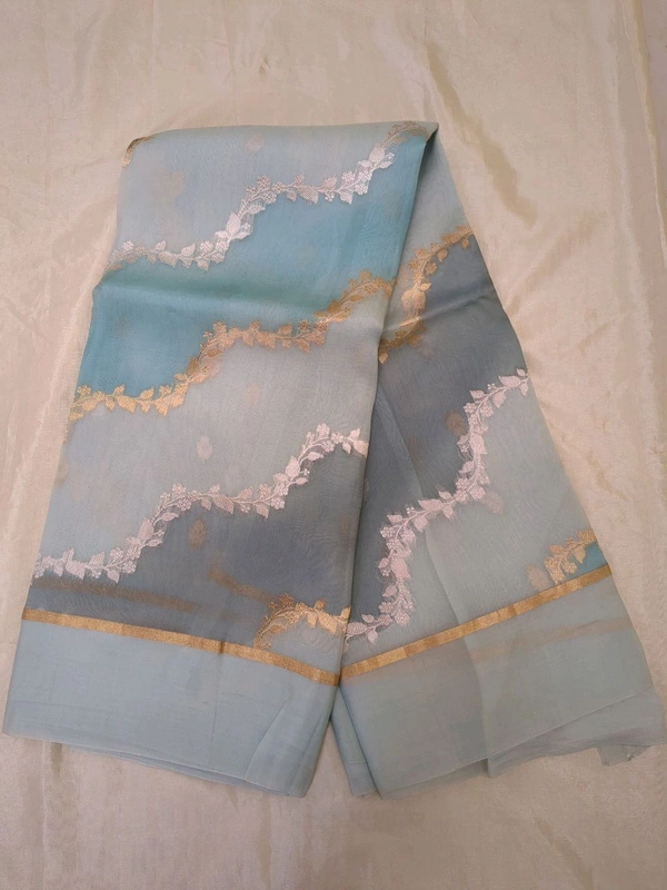 Organza Handloom Rang Cotton - Fountain Blue