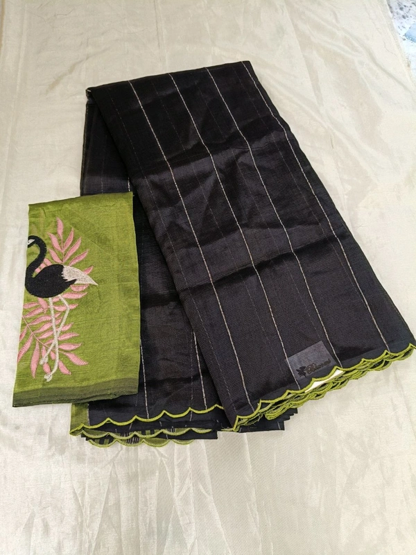 Pure Handloom Mangalagiri  - Black