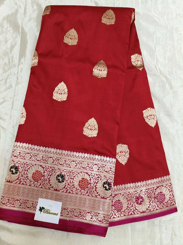 Pure Handloom Katan Meenakari - Red