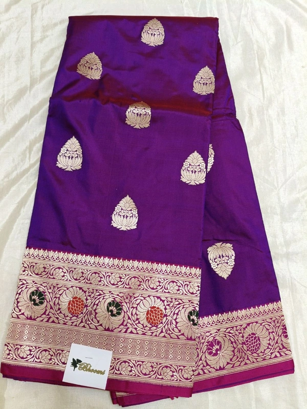 Pure Handloom Katan Meenakari - Violet