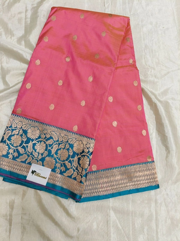 Pure Handloom Katan - Pink Flamingo