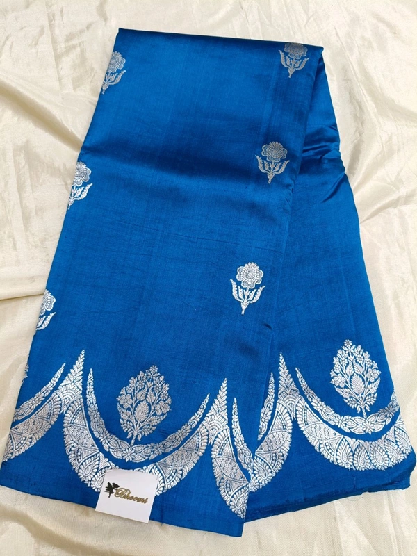Pure Handloom Raw Mango - Dodger Blue