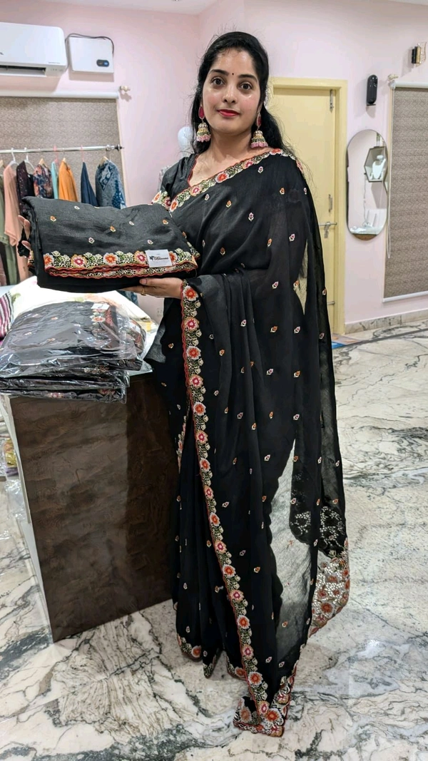 Vichitra Silk - Black