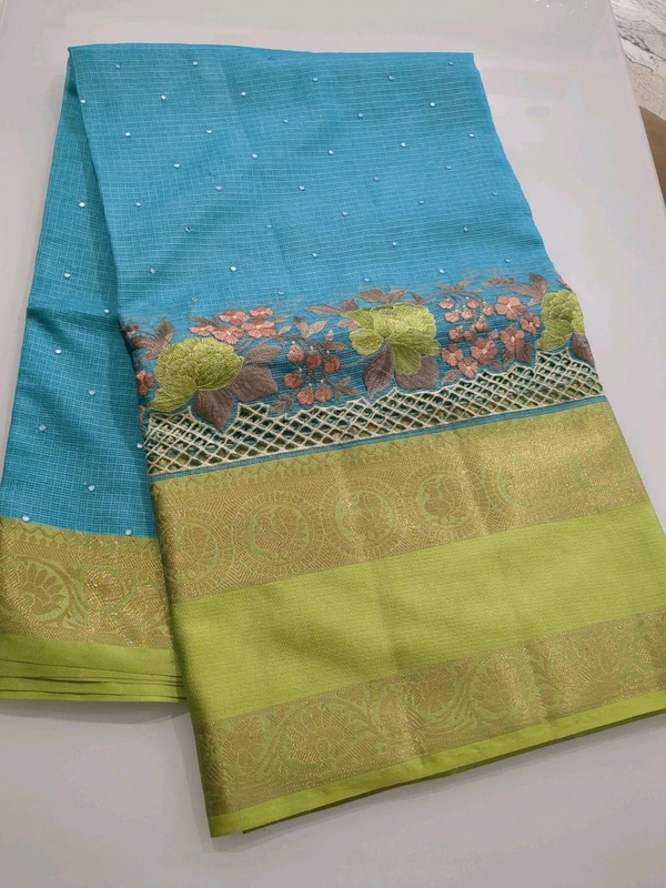 Silk Kota Work  - Fountain Blue