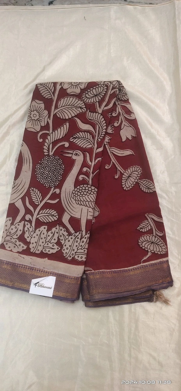 Kalankari Chennure Silk - brown with purple