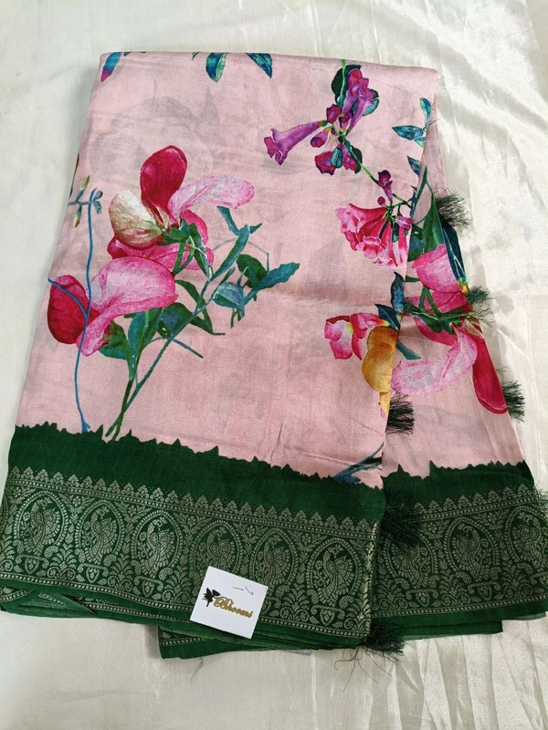 Dola Crepe Digital - peach with green 16