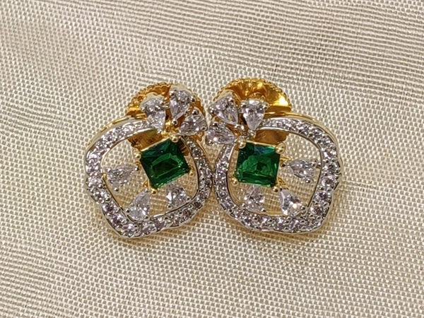 Diamond  Earrings - Green