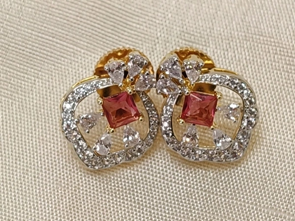 Diamond  Earrings - Red