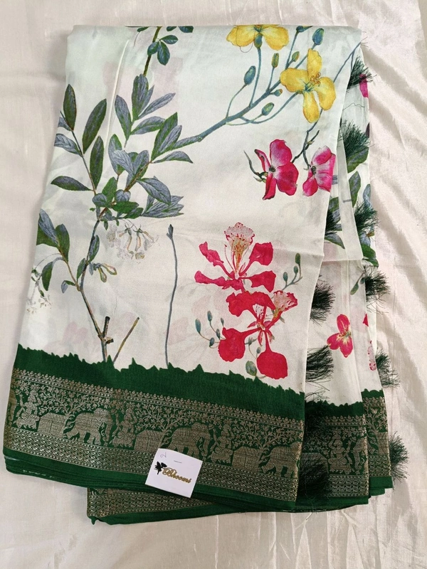 Dola Crepe Digital - mint green elephant 12