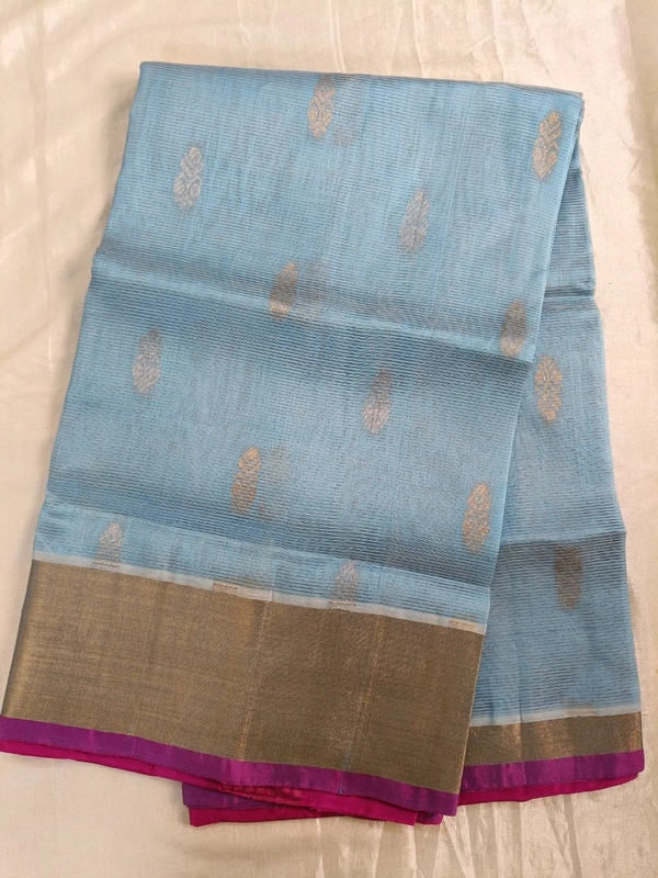 Pure Handloom Mangalagiri  - sky blue