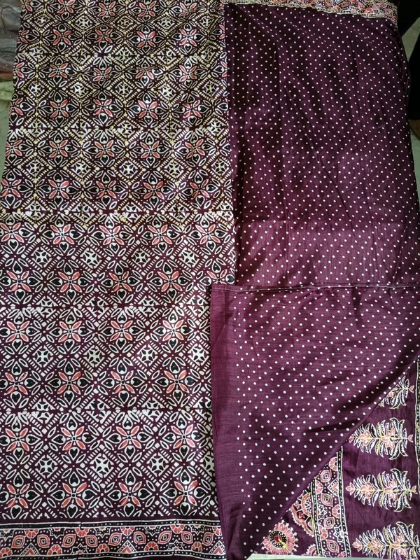 soft silk kantha - Maroon